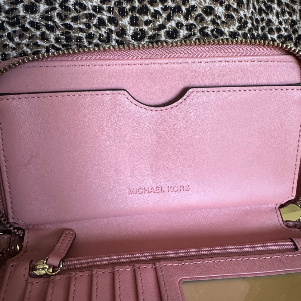 Michael Kors Pink Zip-Around Leather Wallet - Picture 8 of 12